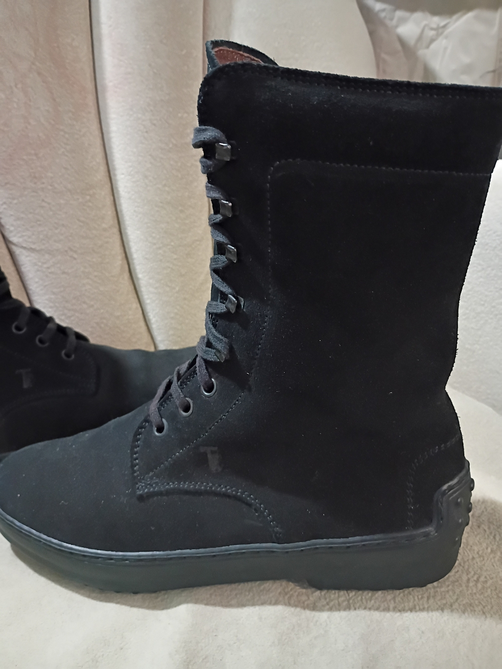 Tod's Black Suede Lace-Up Ankle Boots